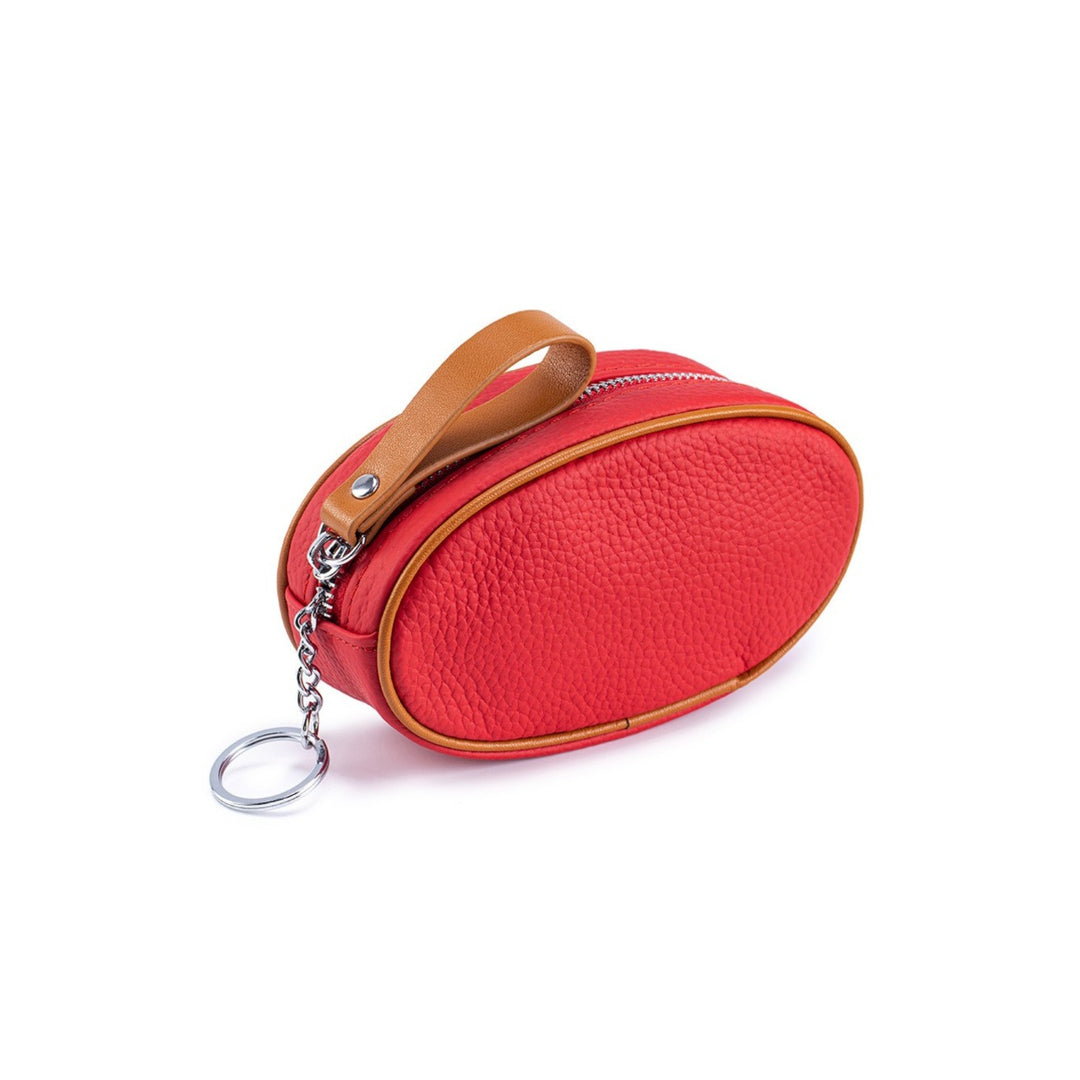 Genuine Leather Mini Coin Purse with Keychain N6E065