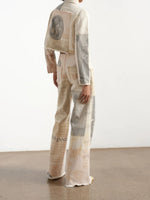Load image into Gallery viewer, Retro Printed Wide Leg Drag Denim Jeans Women N6D153