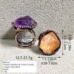 Load image into Gallery viewer, Antique Amethyst Citrine Adjustable Ring Copper S5P187
