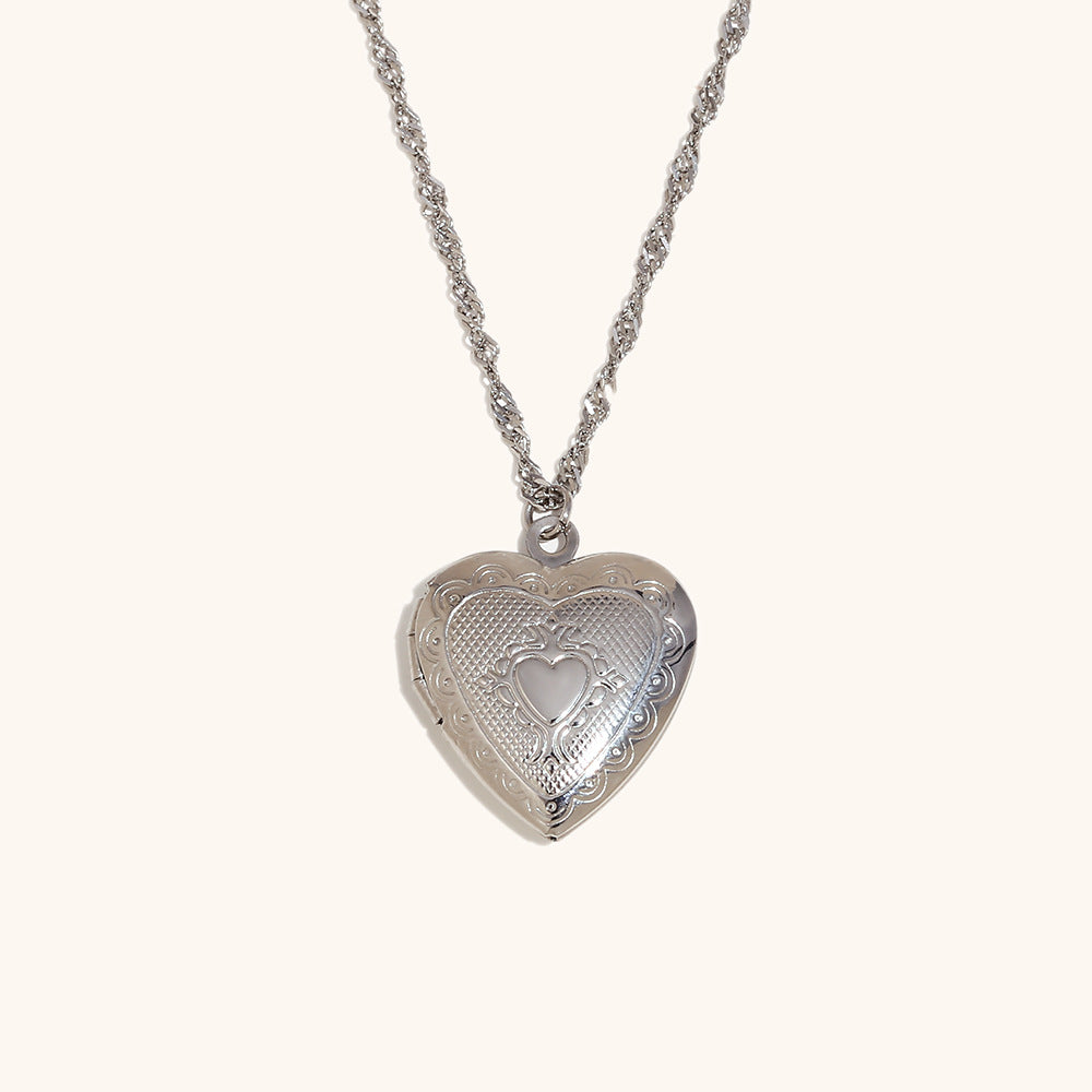 Heart Locket Chalice Necklace Steel Gold Plated S5P228