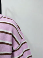 Load image into Gallery viewer, Short Sleeve Round Neck Striped Knit Pullover Women N6G189