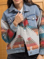 Load image into Gallery viewer, Ethnic Print Wool Denim Mix Coat   Multiple Colors N5A108
