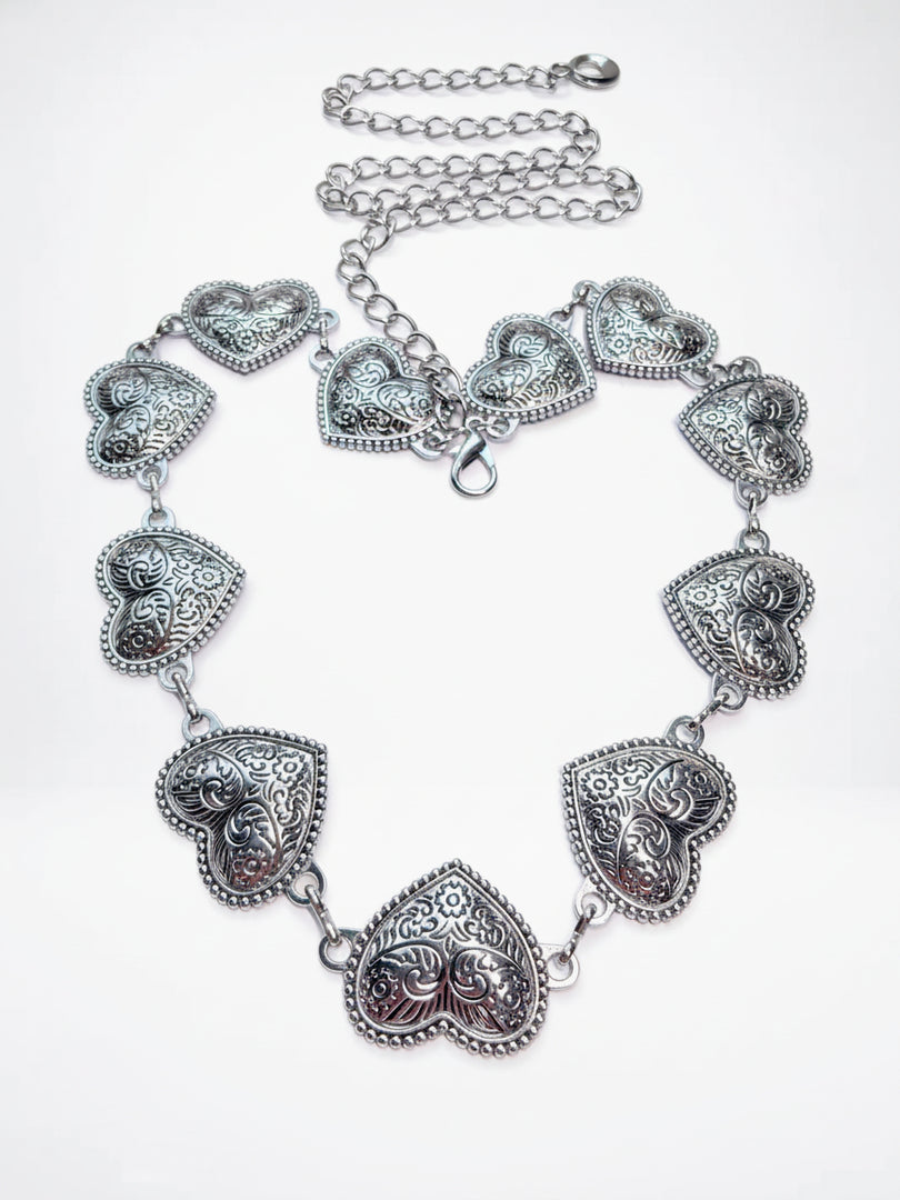 Retro Silver Heart Waist Chain Women Boho N6C157