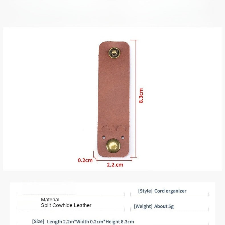 Genuine Leather Cable Organizer  Desk Cord Wrapper N6G011