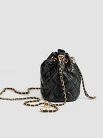 Load image into Gallery viewer, Quilted Chain Strap Bucket Bag Women Black N6C049