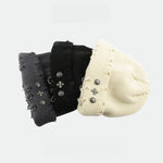 Load image into Gallery viewer, Vintage Cross Ring Hole Knit Beanie Women N6H216