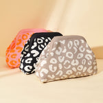 Load image into Gallery viewer, Women's Leopard Print Knit Clip Clutch Bag N6J141