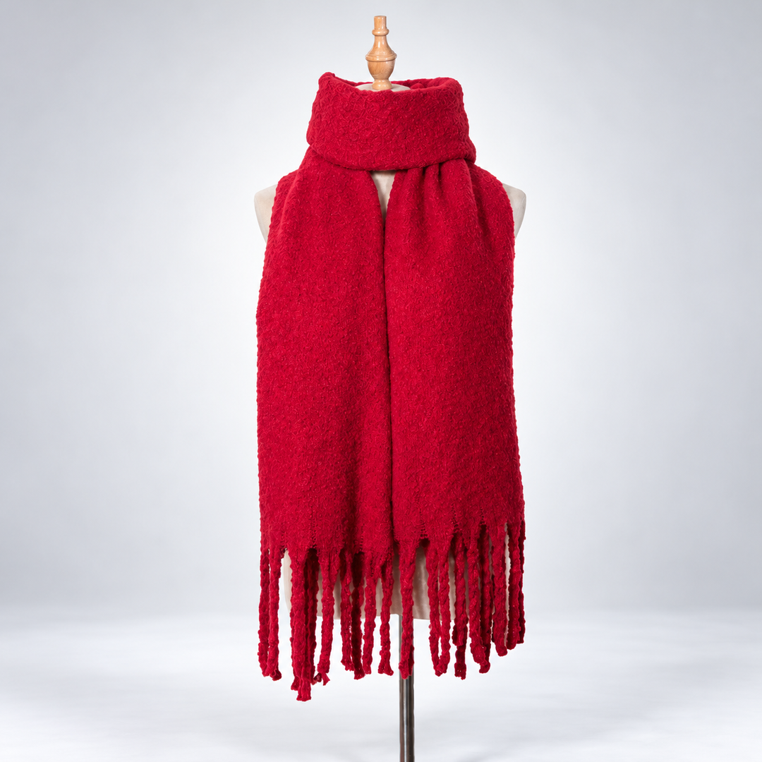 Womens Solid Color Boucle Chunky Fringe Scarf N6K251