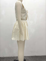 Load image into Gallery viewer, Vest and High Waist Skirt Set Women Beige N6D071