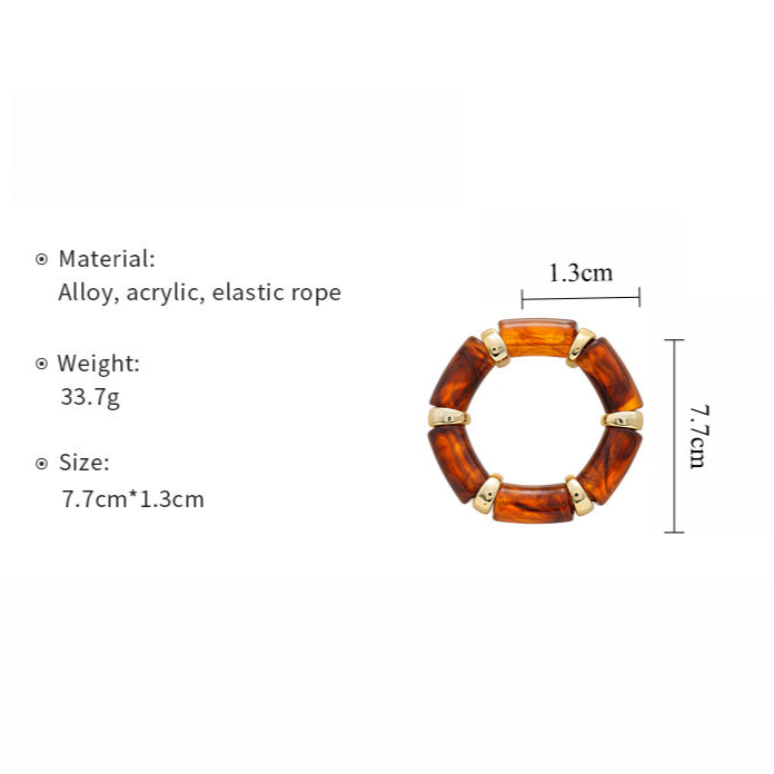 Marbled Bamboo Elastic Cuff Acrylic Plated Adjustable S5P070