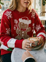 Load image into Gallery viewer, Loose Round Neck Gingerbread Man Jacquard Sweater N6H321