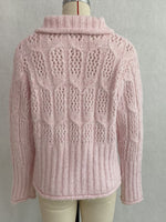 Load image into Gallery viewer, Cable-Knit Polo Collar Openwork Button Cardigan Women N6H284