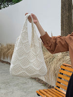 Load image into Gallery viewer, Knit Openwork Diamond Tote Bag Women N6C056