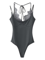 Load image into Gallery viewer, Lace Panel Halter Neck Bodysuit N6F015