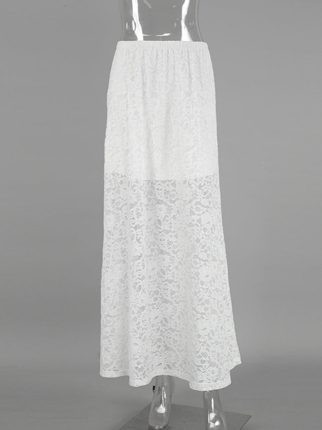 Sexy Lace Sheer High Waist A-Line Skirt N6D012