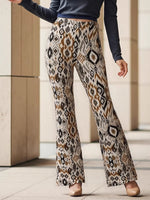Load image into Gallery viewer, Print High Waist Flared Pants Side Slit N6F234