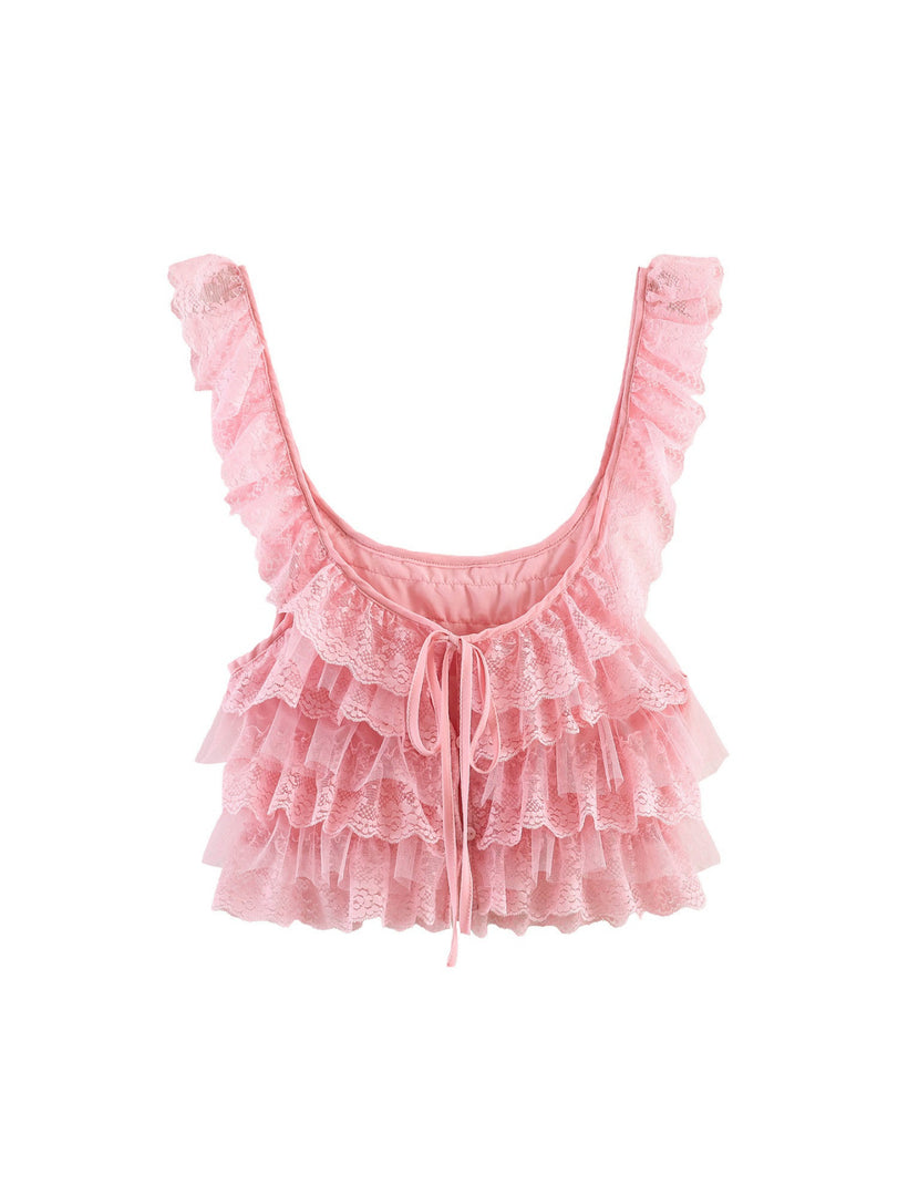 Lace Layered Crop Camisole Top Women N6F208