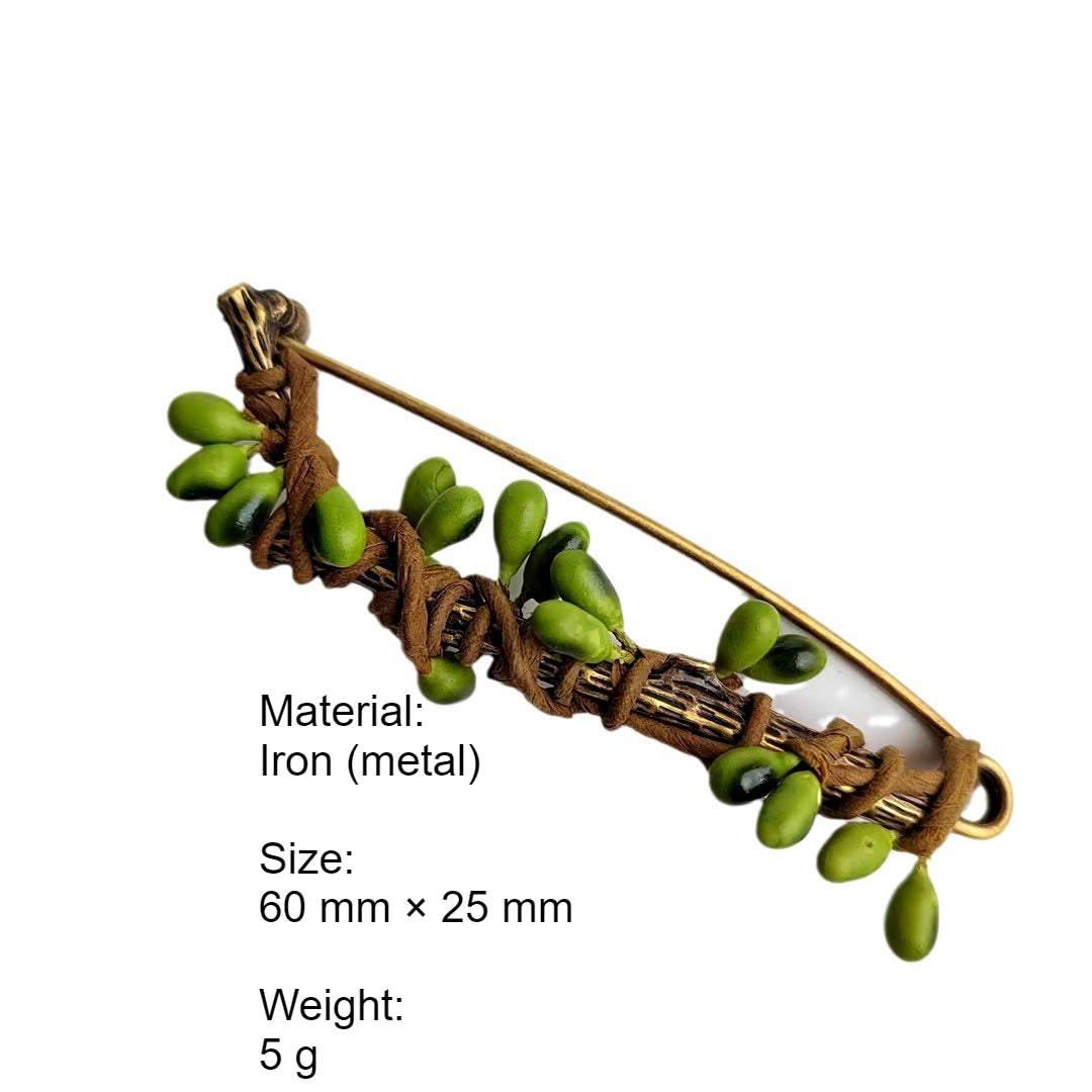 Hand-Wrapped Simulated Fruit Plant Brooch N6G048