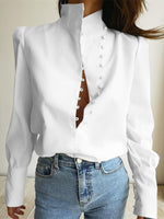 Load image into Gallery viewer, Mandarin Collar Office White Shirt Women N6C135