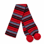 Load image into Gallery viewer, Womens Wool Blend Striped Pom Pom Knit Scarf N6K238
