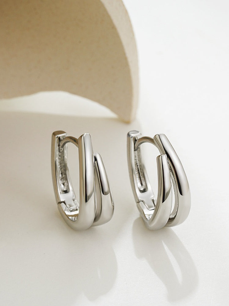 Two-tone Geometric U-Shape Ear Cuff Gold Plated  N6C182