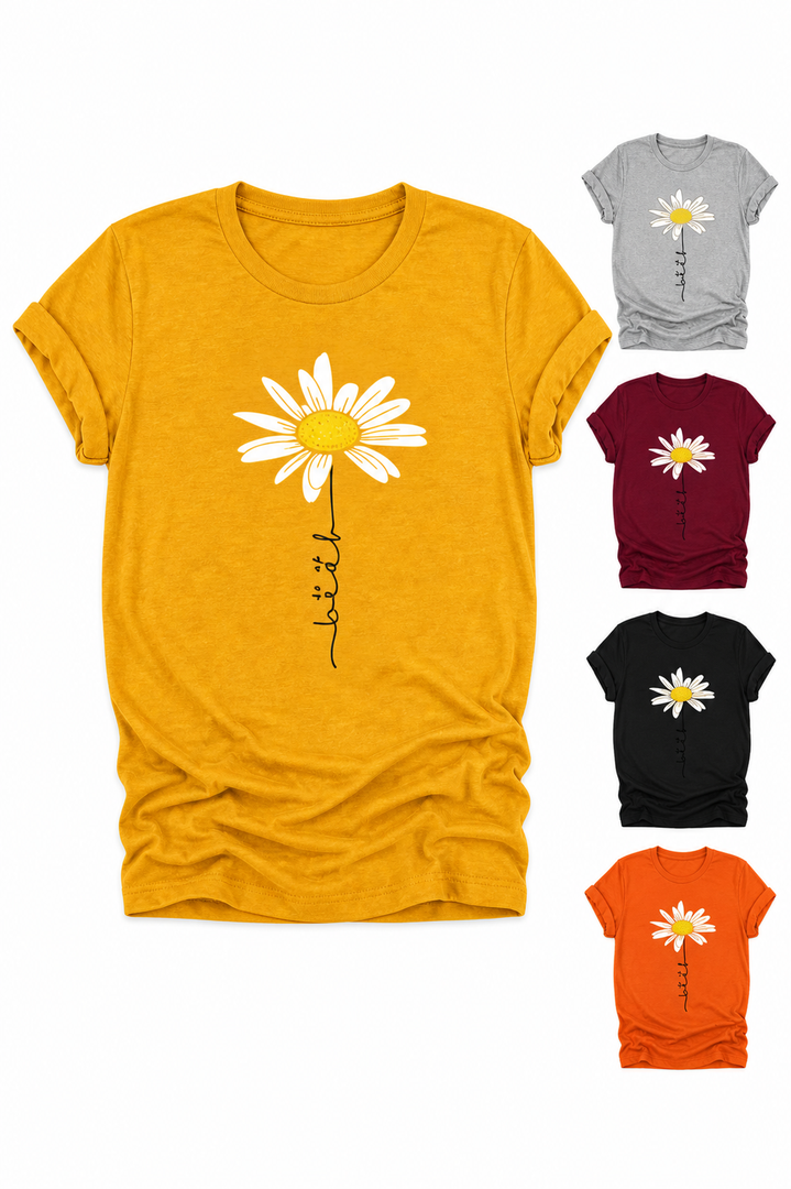 Let It Be Daisy Graphic Loose Fit T-Shirt Women N6F016