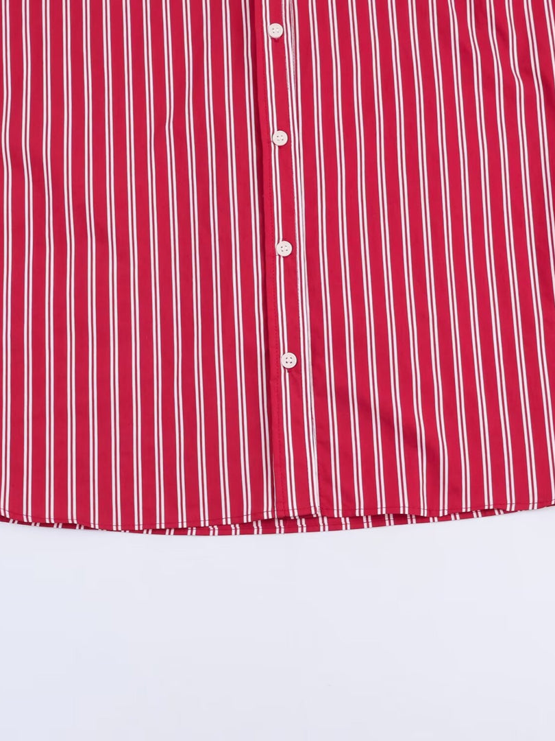 Striped Poplin Loose Shirt Women N6C099