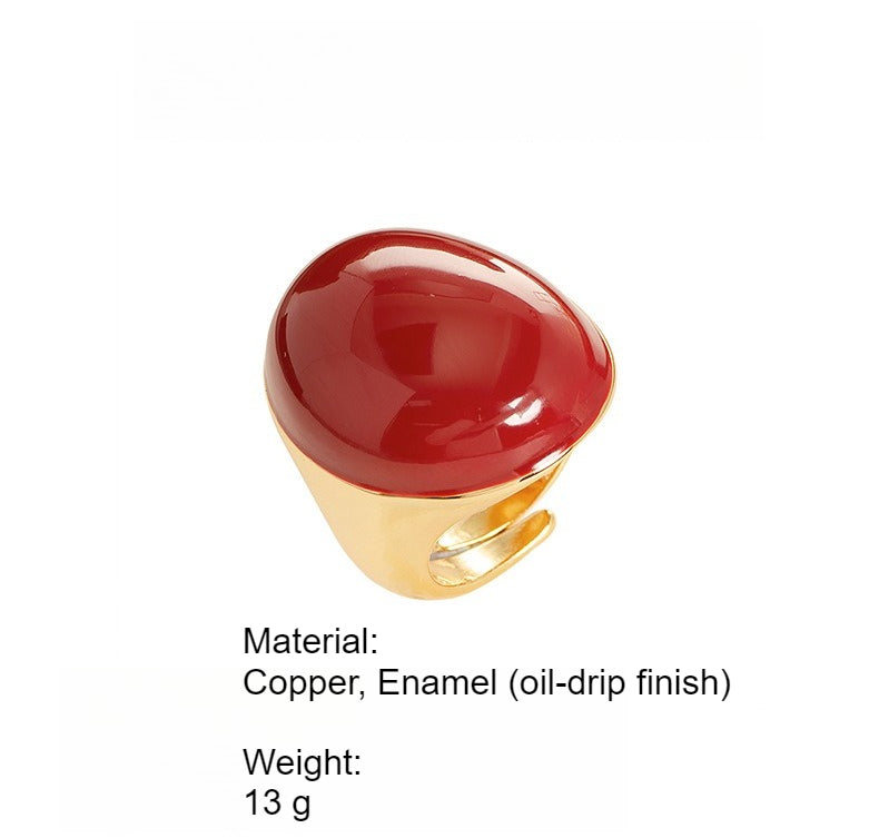 Statement Enamel Adjustable Open Ring Geometric N6H205