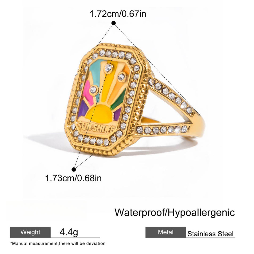 Love Signet Ring Steel Luxury Gold Plated S5P029