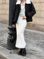 Load image into Gallery viewer, Fuzzy Knit Maxi Skirt Solid Mid Weight White N5Z458