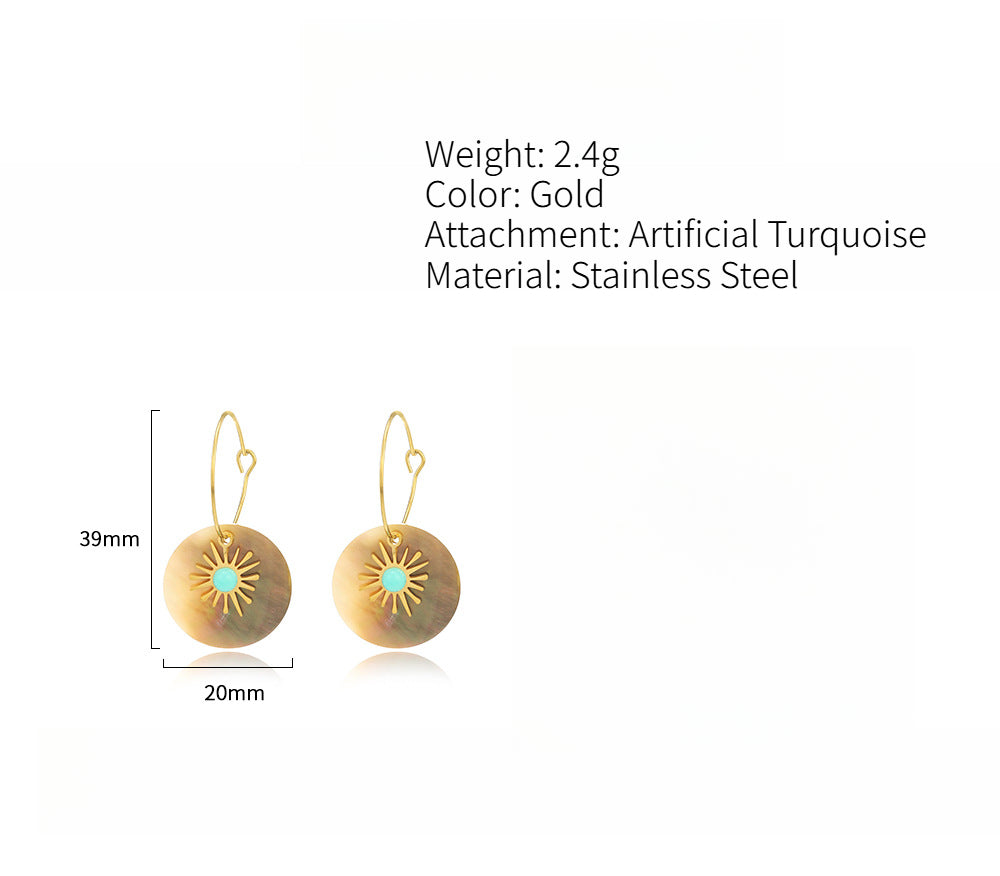 Turquoise Shell Earrings Steel Natural Accent S5P092