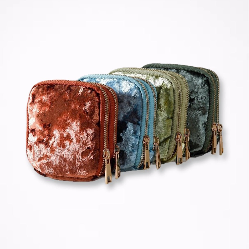 Ombre Tassel Velvet Jewelry Pouch with Double Layer N6E076