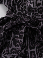 Load image into Gallery viewer, Leopard Print Chiffon Dress with Lapel and Puff Sleeve N6C192