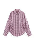 Load image into Gallery viewer, Bow Tie Detail Gingham Shirt Women N6C112