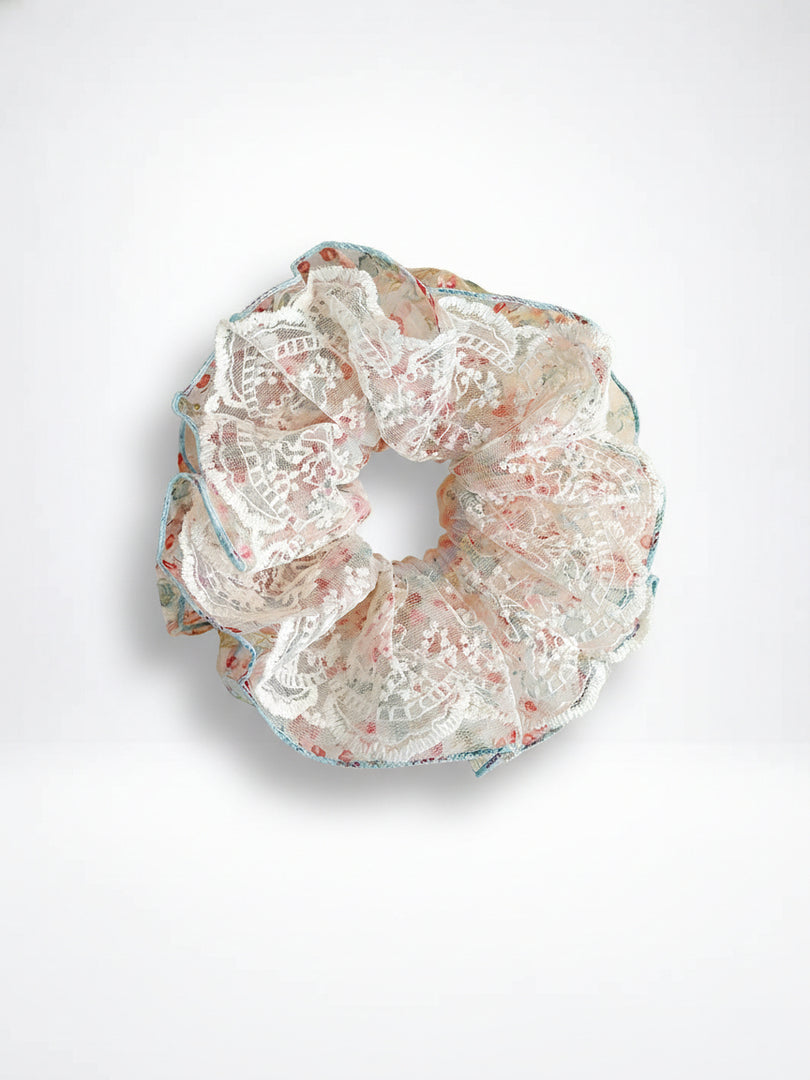 Small Floral Print Ruffle Scrunchie Women N6C017