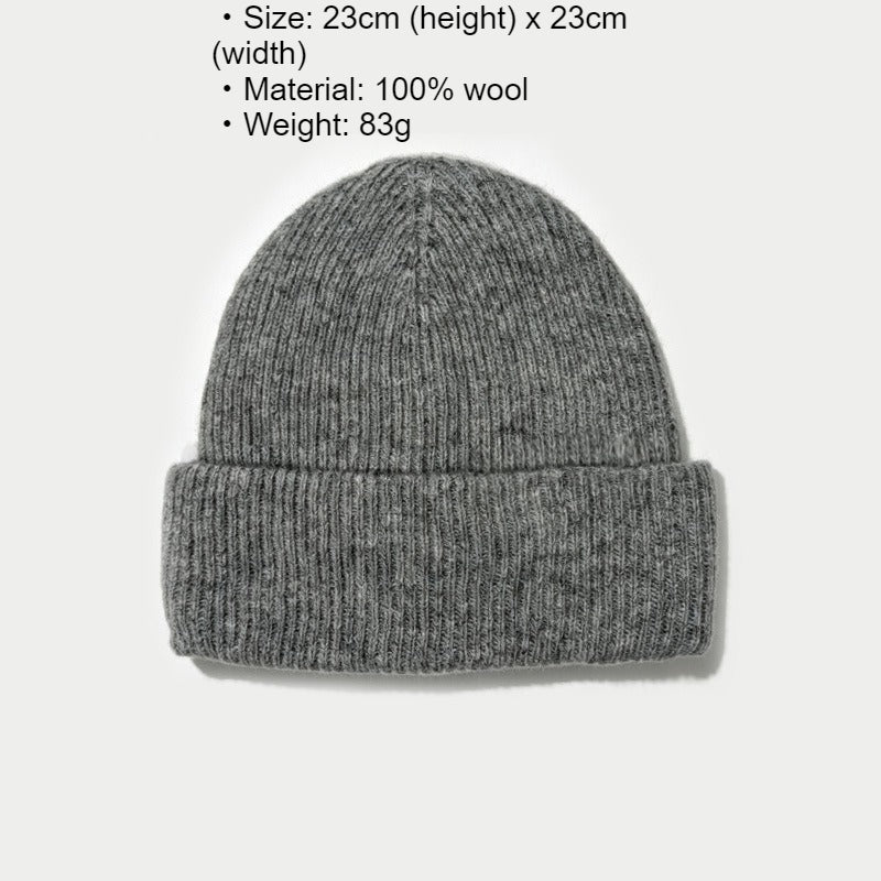 Double Layer Oversized Pure Wool Knit Beanie Women N6H211