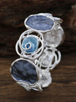 Load image into Gallery viewer, Hand-Painted Geometric Rose Stretch Bangle N6C214