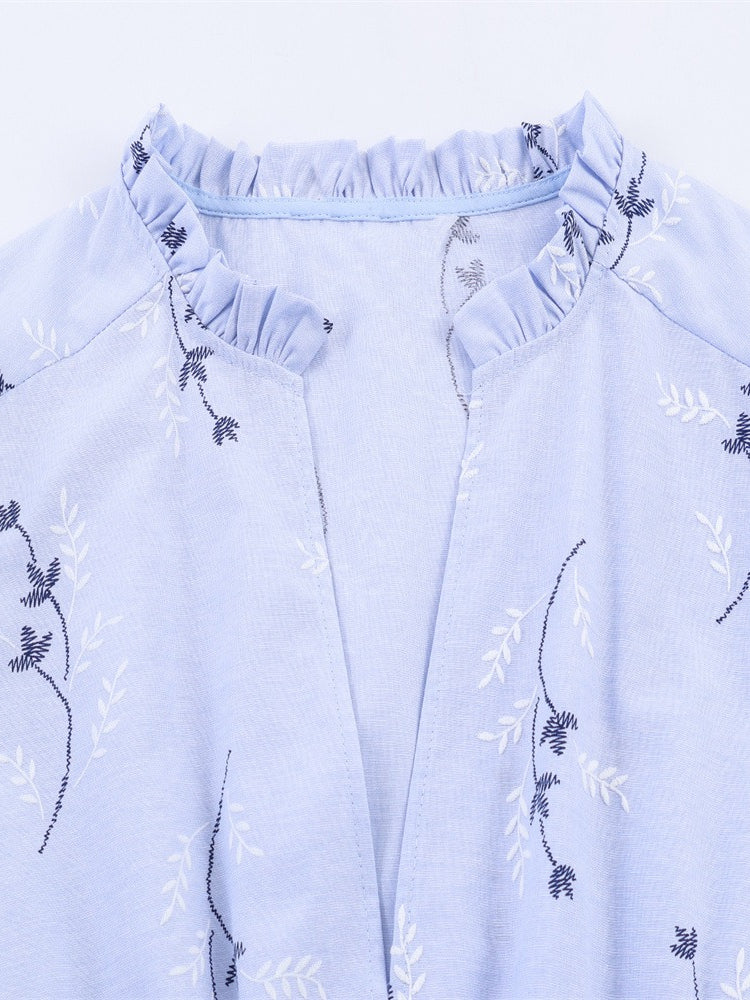 Slimming Embroidered Floral Short Sleeve Dress Women N6C277