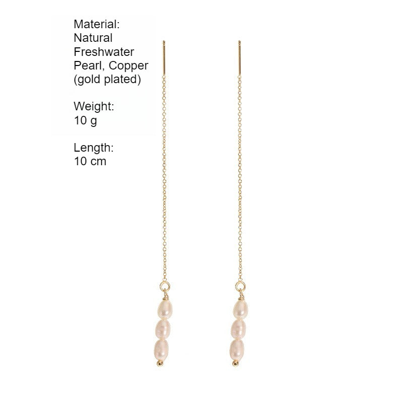 Freshwater Pearl Long Ear Wire Gold Plated Copper N6H182