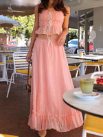 Load image into Gallery viewer, Bow Pleated Skirt Set Spaghetti Strap  N5Z229
