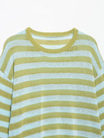 Load image into Gallery viewer, Casual Striped Knit Top Round Neck Cap Sleeve Women N6G149