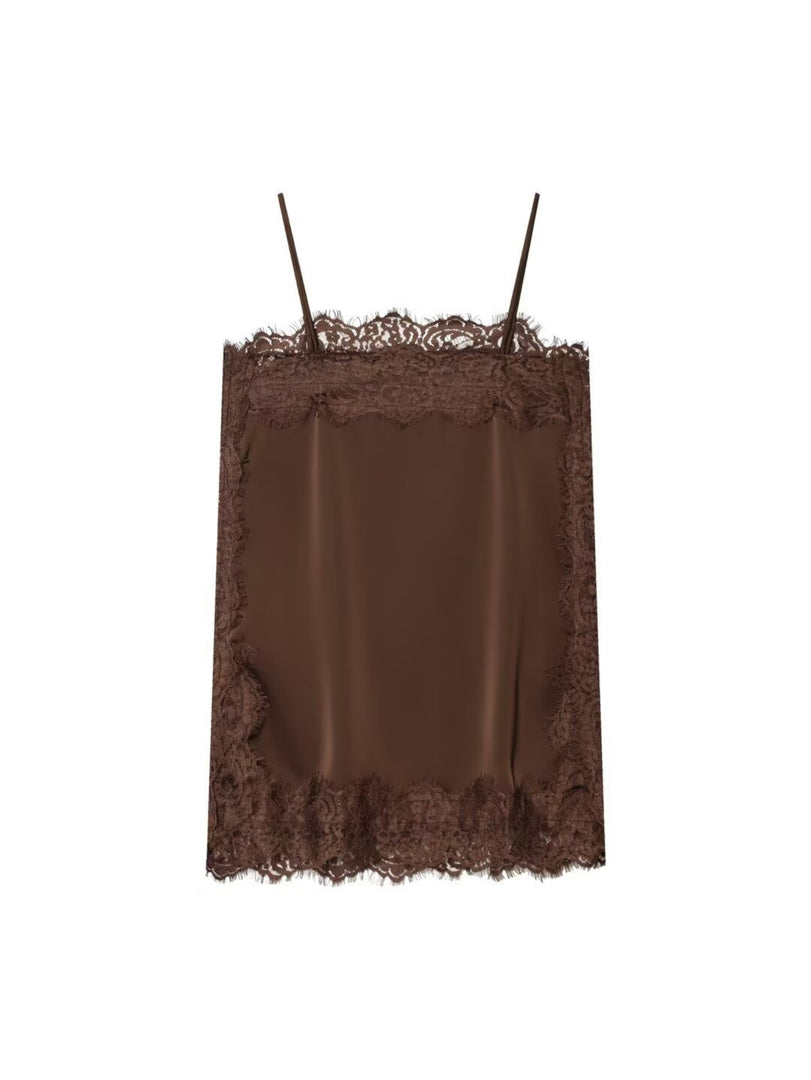 Lace Trim Contrast Camisole Top Slim Fit N6F209