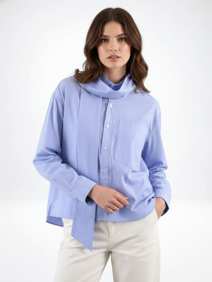Bow Tie Scarf Collar Blouse Women N6C096