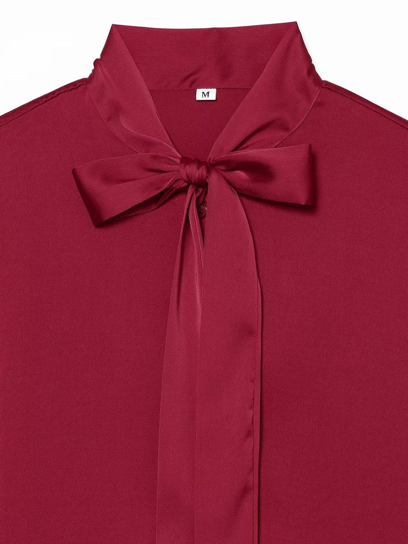 Bow Tie Scarf Loose Blouse Women Long Sleeve N6H124
