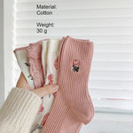 Load image into Gallery viewer, Rose Embossed Floral Embroidery Mid-Calf Stack Socks N6H014