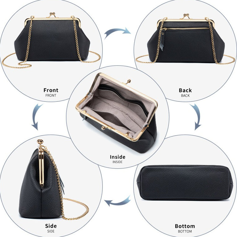Women's Top-Grain Leather Chain Bag N6J222
