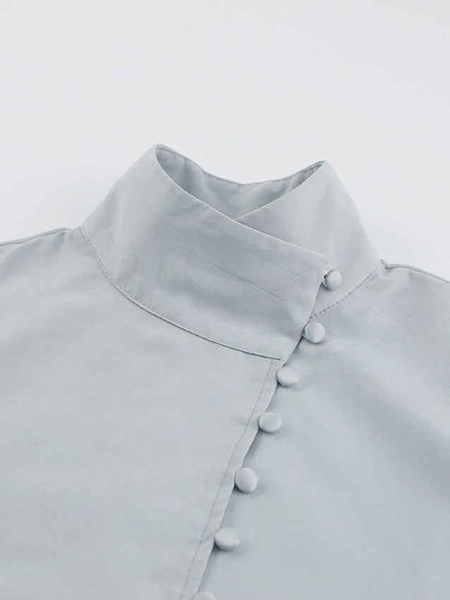 Mandarin Collar Office White Shirt Women N6C135