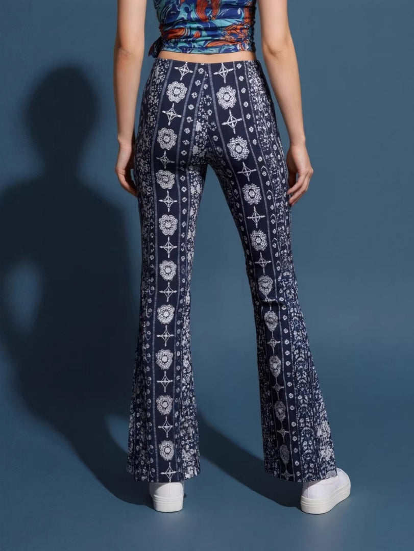 Bohemian High Waist Flared Leggings Pants Women N6F233