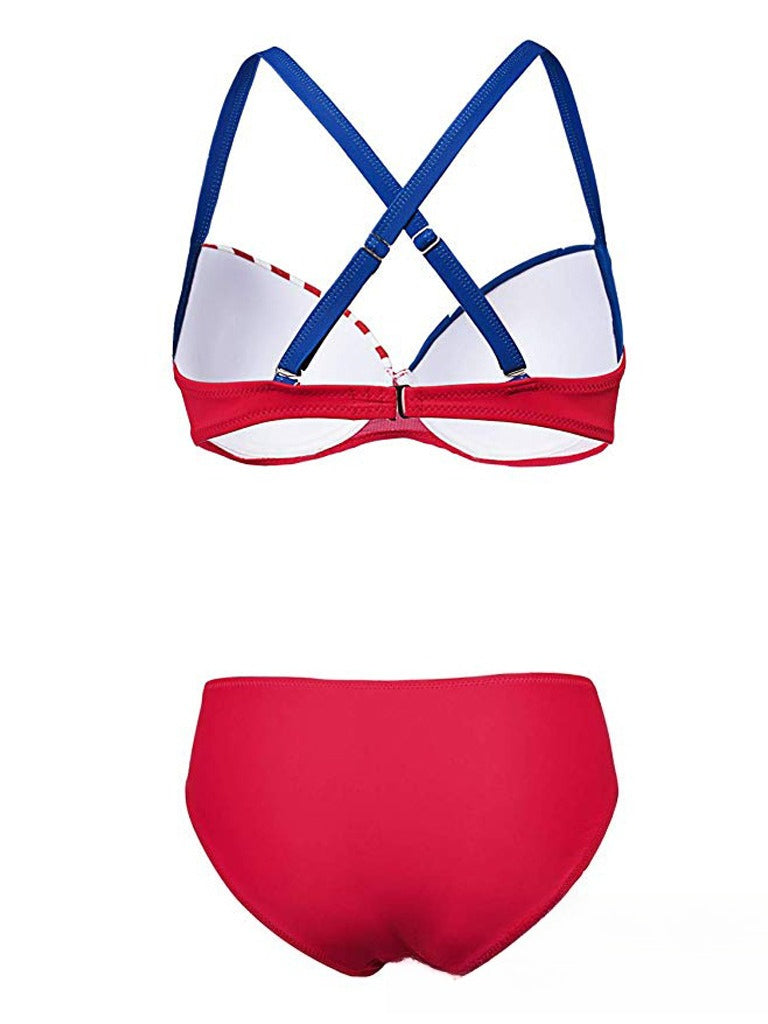 Color Block Print Underwire Bikini Set Women N6C290