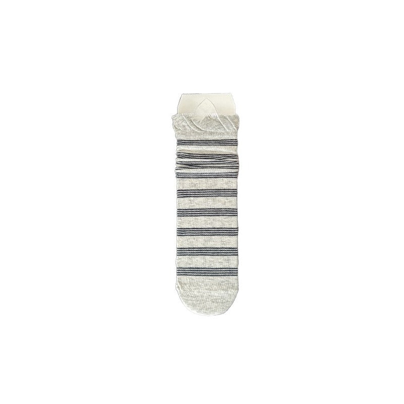 Floral Lace Trim Mid-Calf Slouch Socks Women N6C177